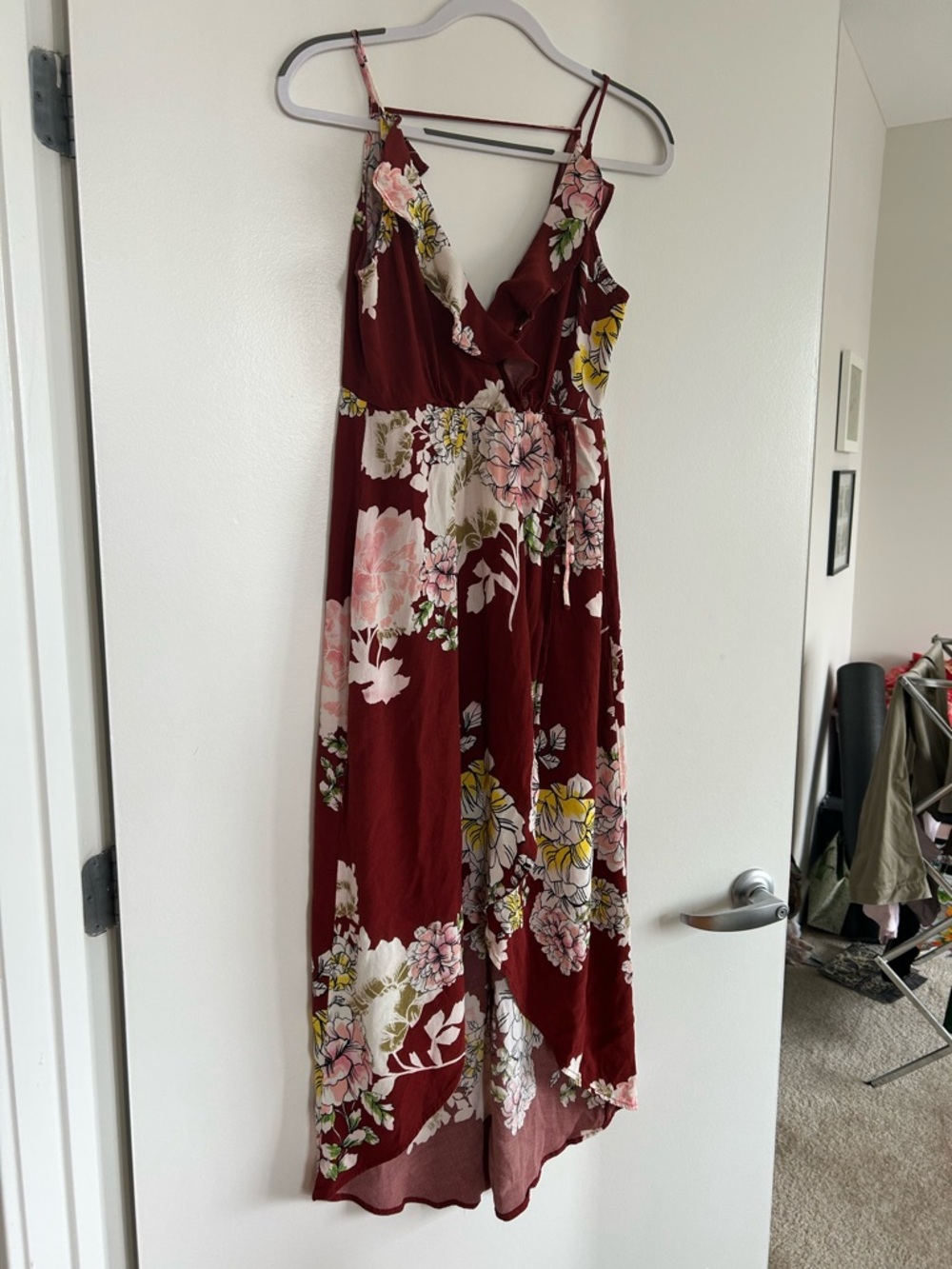 ASTR Burgundy Floral High-Low Dress